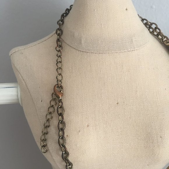 Slate Blue and Gold Statement Necklace - Picture 2 of 4